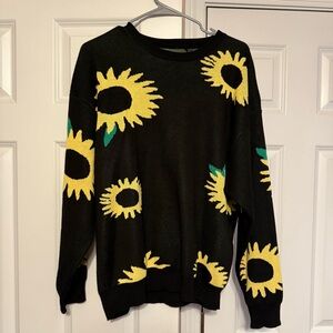 ASOS Sunflower Patterned Black Sweater